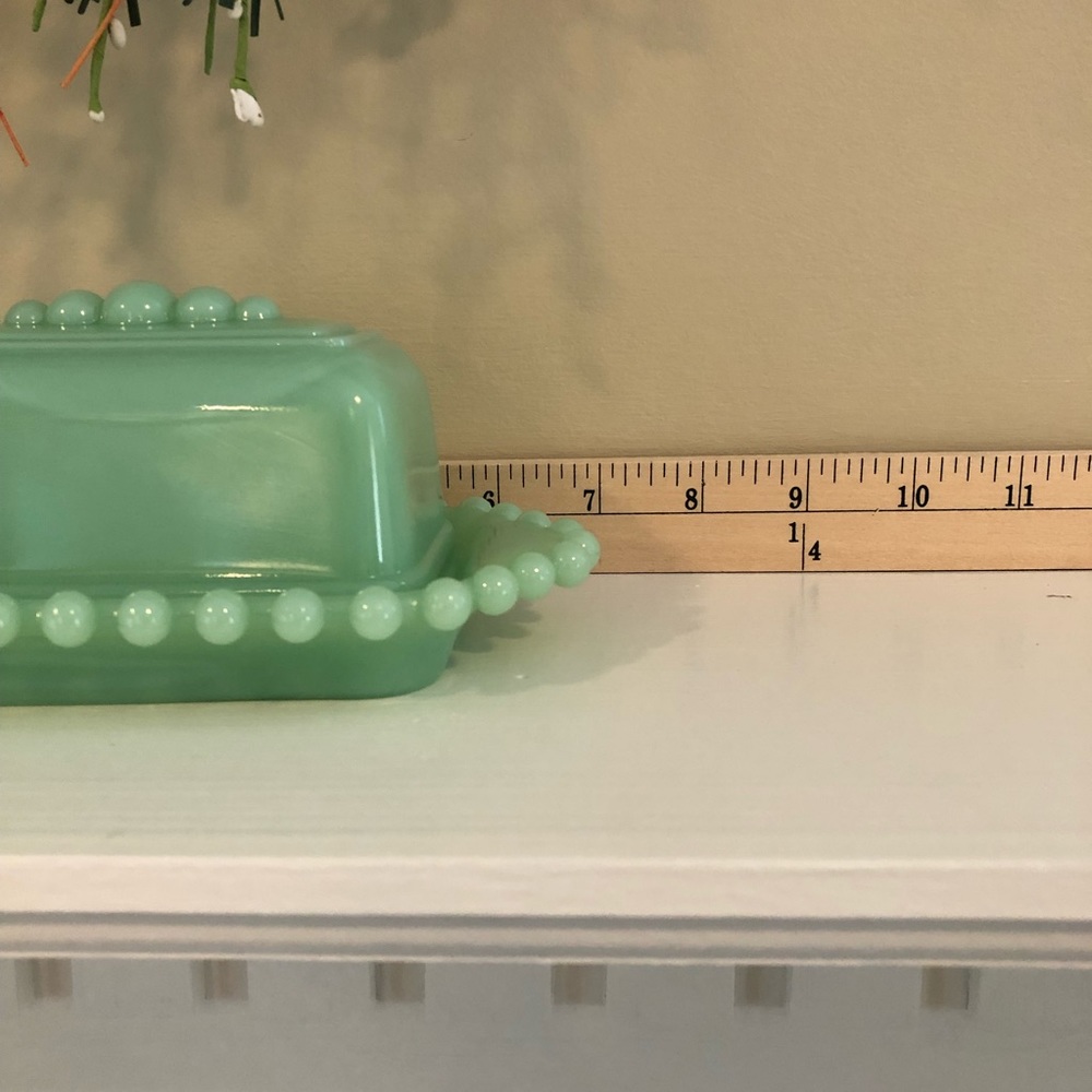 Light Green Butter Dish 7” Vintage - Picture 4 of 13